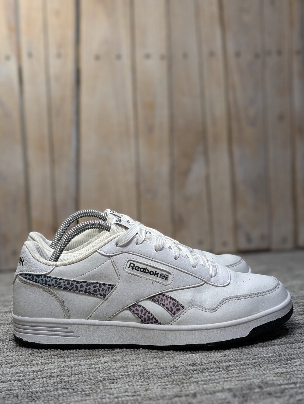 Women's Reebok Royal Techque T in White Leather/Leopard - Size 10